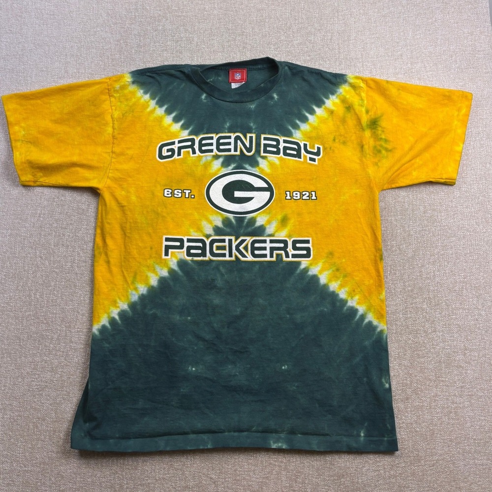 NFL Green Bay Packers Tie Dye T-Shirt Mens XL Green Yellow Est 1921 Sunburst Tee